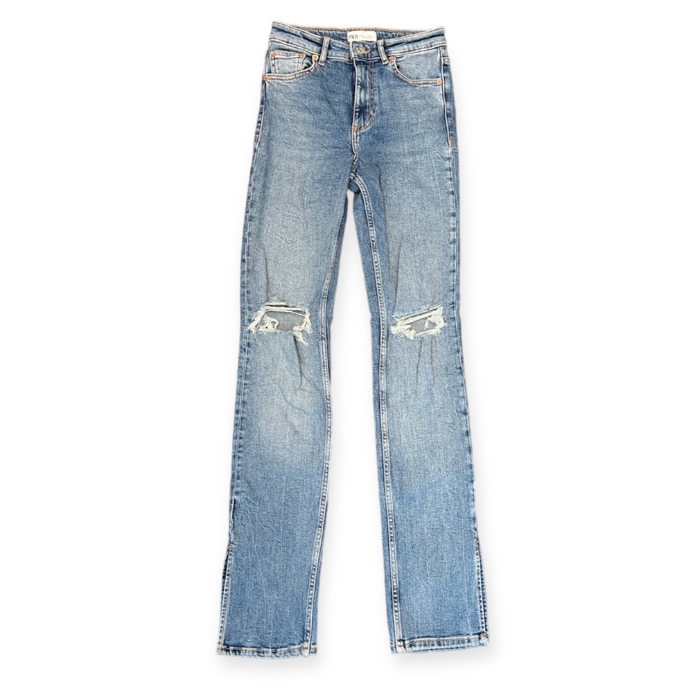 Zara High Rise Split Slim Jeans - Size 4 (RUNS SMALL so listed as a Size 2)